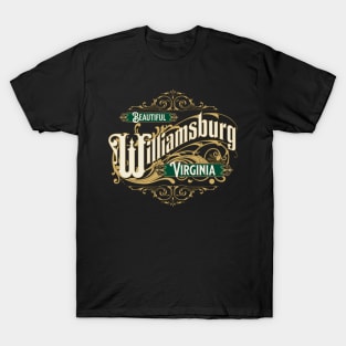 Beautiful Williamsburg Virginia Vintage Style Ornate Design T-Shirt